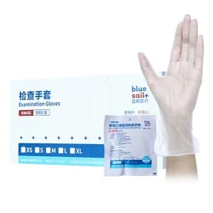 BLUESAIL/蓝帆医疗 医用灭菌一次性PVC医用检查手套 LF-006 1盒
