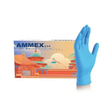 AMMEX/爱马斯 一次性蓝色丁腈手套 ONF4430 1盒