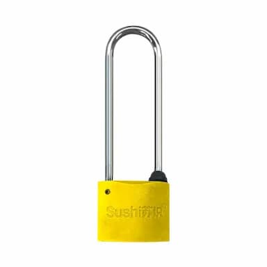SUSHI/苏识 梅花塑钢锁 SS-SGS20 锁体宽35mm 锁梁φ5mm 锁钩高90mm 黄色 每10把通开挂锁配一把钥匙 1把