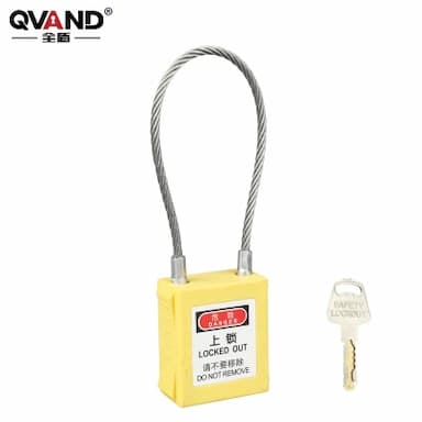 QVAND/全盾 不锈钢缆绳安全挂锁 M-GL90KA 黄色 通开 锁钩φ3.2mm 锁体宽37mm 1把