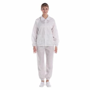 WK/鑫唯科 条纹翻领分体服套装 FJDF422B06 3XL 白色 含上衣×1+裤子×1 1套