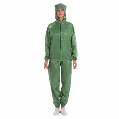 WK/鑫唯科 分体连帽防静电服套装 FJDF423G06 3XL 绿色 含上衣×1+裤子×1 1套
