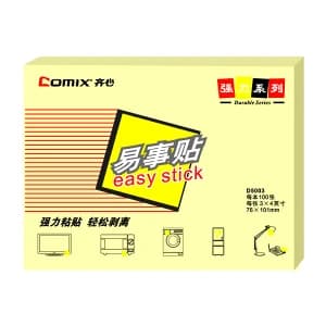 COMIX/齐心 强力系列易事贴 D5003 76×101mm 100页 淡黄 1包